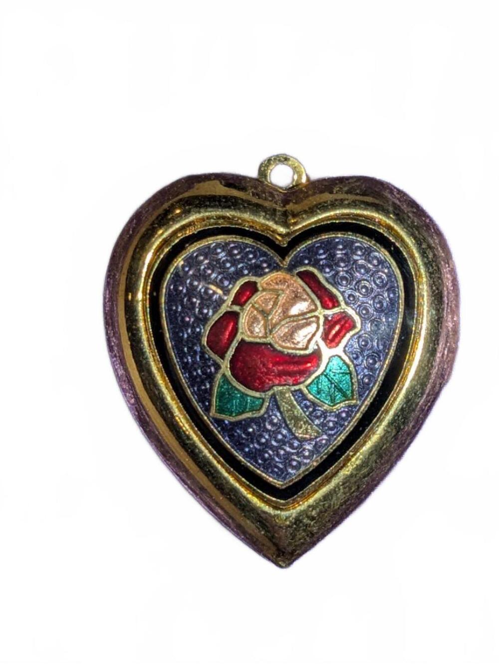 Heart Shaped closoinne Rose Locket Pendant Charm